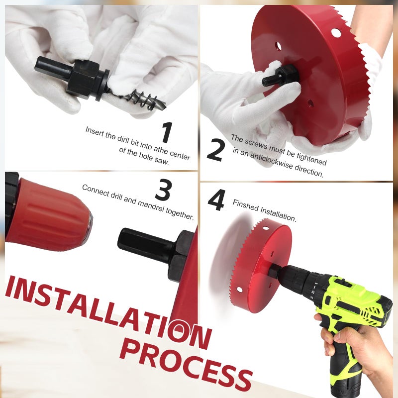 KWESOR Hole Saw 6 1/2 Inch  30 mm Cutting Depth HSS Bi-Metal Hole Saw for Cutting Wood  Plastic  Drywall  Plasterboard and Soft Metal Sheet  Red - Image 4